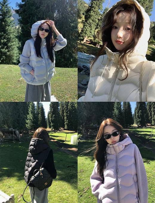 💥白月光❗️狠白富美❗️张贝贝同厂货源🌸【AUChris针织袖拼接羽绒服ACYSDYP202512】🔥当之无愧显瘦第1⃣️名的轻型羽绒服，🉑一扫以往羽绒服臃肿的刻板印象 ‼️上身轻暖有型  商品图0