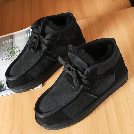 真皮真毛情侣款系带雪地靴 商品图2