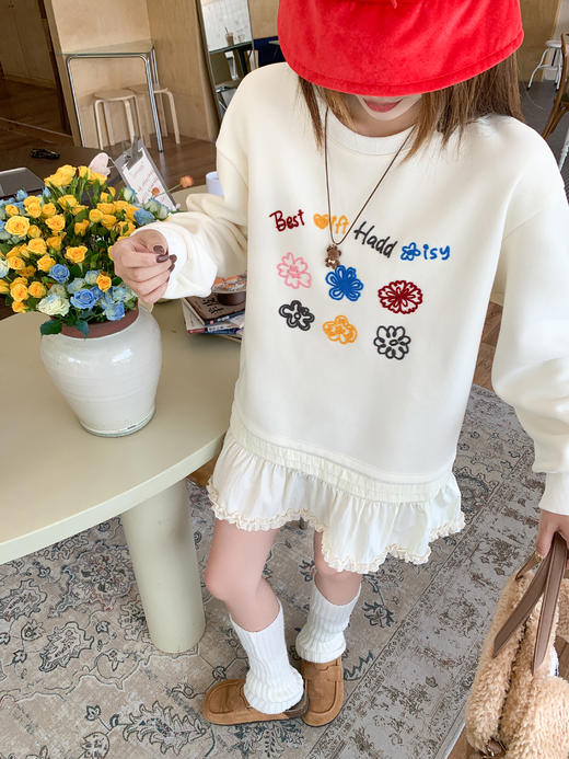 【169元任选2件】现货！杏色彩色绣花卫衣裙 商品图14