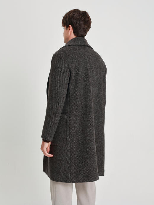 callisto咖色青果领微阔羊毛混纺大衣 商品图4