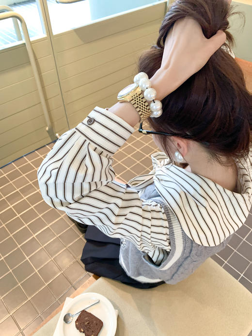 【149元任选2件】现货！设计感条纹长袖衬衫 商品图11