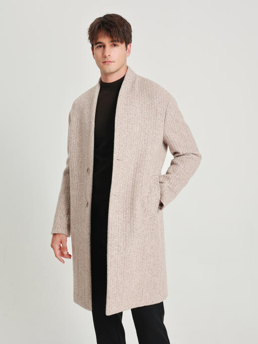 callisto暖调糯米白V领绵羊毛大衣 商品图3