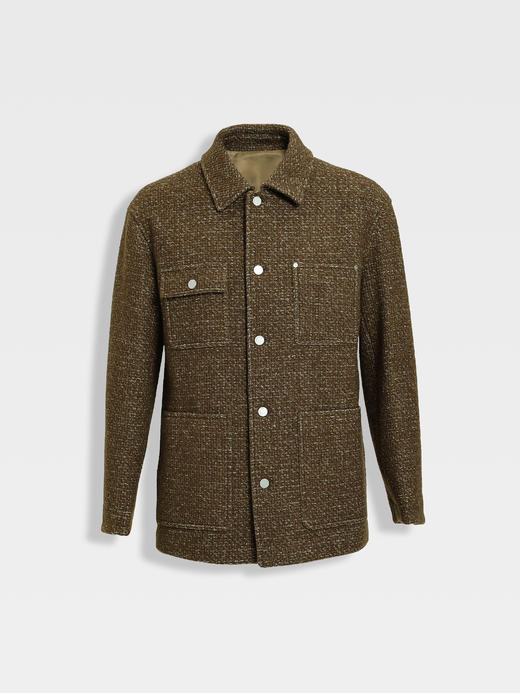 callisto织艺系列咖色绵羊毛混纺巴恩外套 商品图0