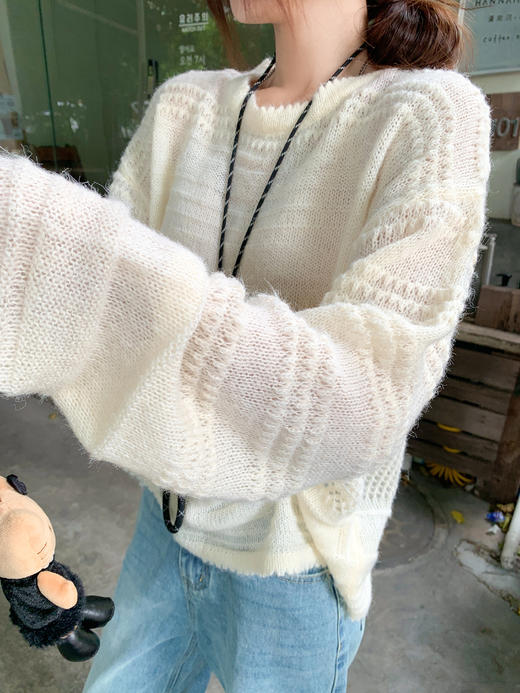 【129元任选2件】现货！杏色镂空毛织衫 商品图5