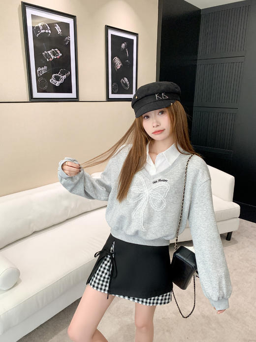 【129元任选2件】现货！格子系带蝴蝶结半身裙 商品图5