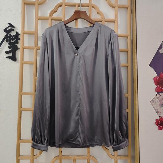「断码清仓」复古V领丝滑气质桑蚕丝衬衫ZFYY050 商品图2