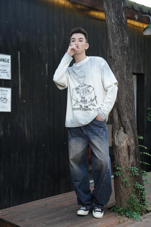 W53431143手绘假两件长袖T恤 商品图3