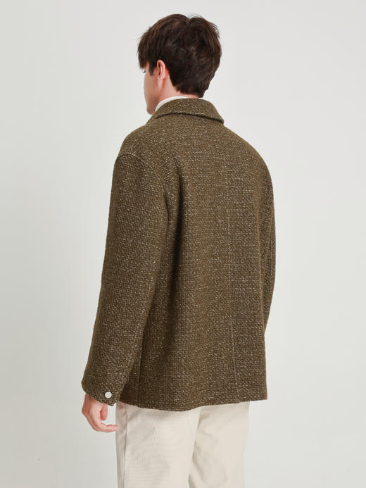 callisto织艺系列咖色绵羊毛混纺巴恩外套 商品图4