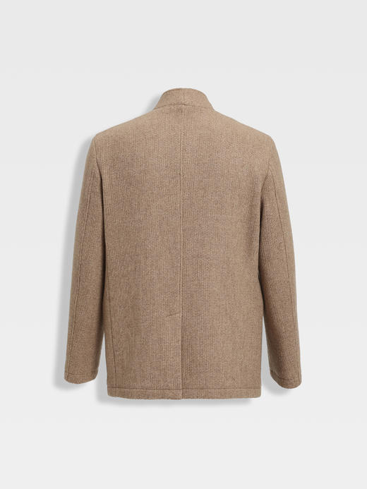 callisto卡其V领羊毛混纺大衣 商品图1