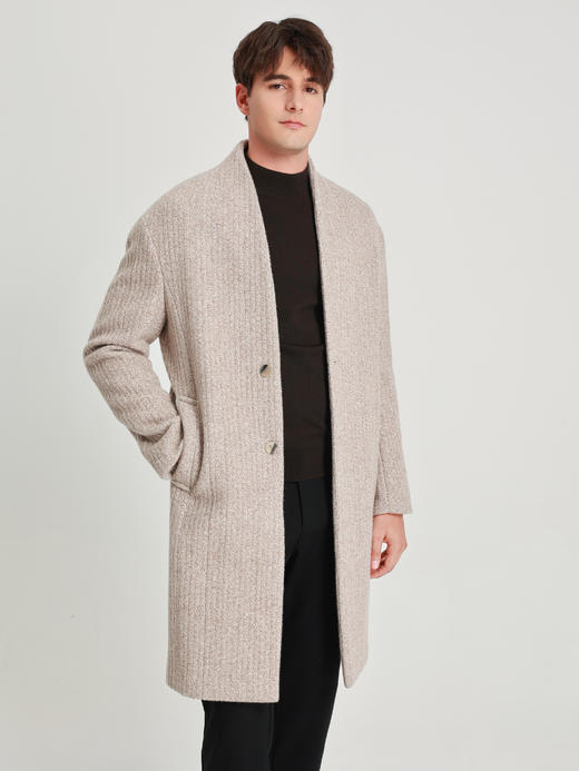 callisto暖调糯米白V领绵羊毛大衣 商品图2