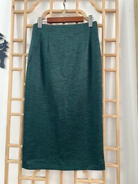 「断码清仓」高级感墨绿色肌理半身裙ZFYY102