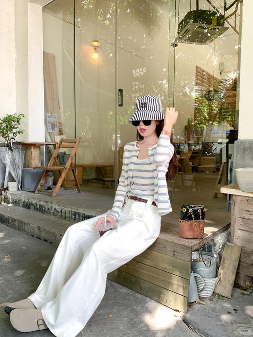 <曾小咸推荐>现货秒杀！微信超特价！条纹背心气质开衫两件套 日常149.99 立减70 秒杀79.99！ 商品图7