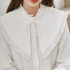 Famecoco范可儿披肩立领衬衫秋冬复古风甜美荷叶袖女式通勤衬衣FAB8BH023 商品缩略图5