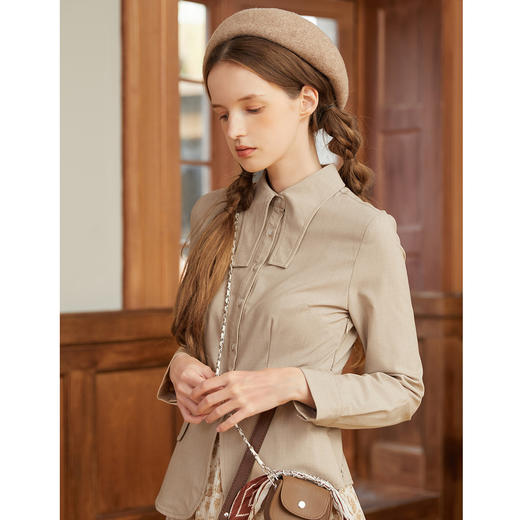 Famecoco范可儿假两件拼接连衣裙春通勤优雅碎花雪纺女士连衣裙F211FA002 商品图1