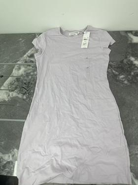 瑕疵Calvin Klein/CK 女士圆领纯棉刺绣小标纯色短袖连衣裙