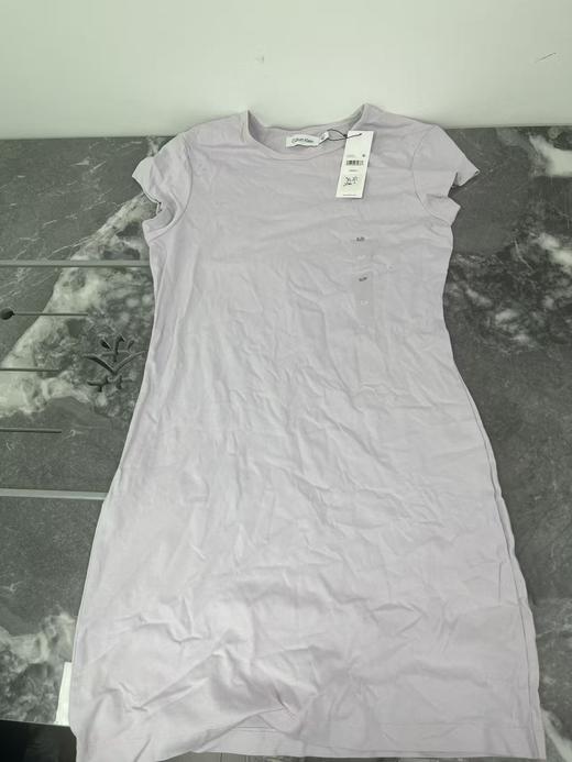 瑕疵Calvin Klein/CK 女士圆领纯棉刺绣小标纯色短袖连衣裙 商品图0