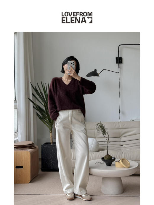 奢感牦牛绒 松弛感 V领针织毛衣 商品图4