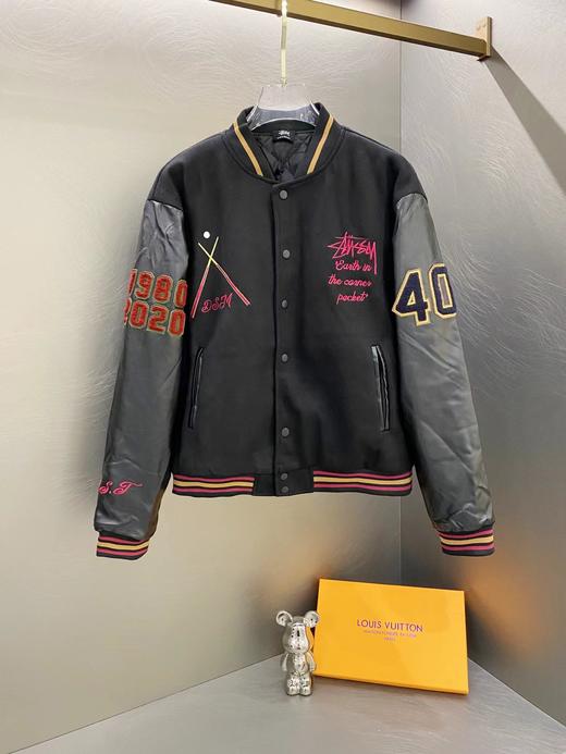 D110717加棉加厚40周年限定黑8毛巾绣植绒情侣棒球服 商品图0