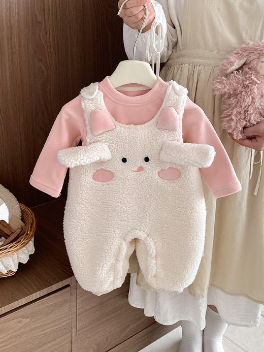 【5A抑菌面料❗️舒适不勒】婴儿秋冬套装2025新款女宝宝加绒打底衫夹棉背带裤冬季衣服两件套。ja 商品图0