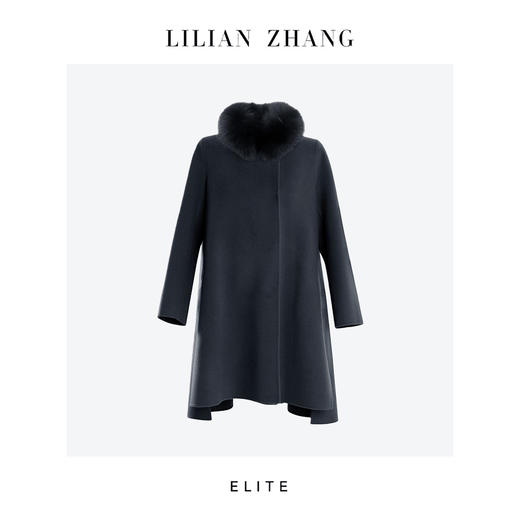 定制—静奢风—温莎雅绒—狐狸毛羊绒斗篷式中长款毛呢大衣  2506012 商品图2