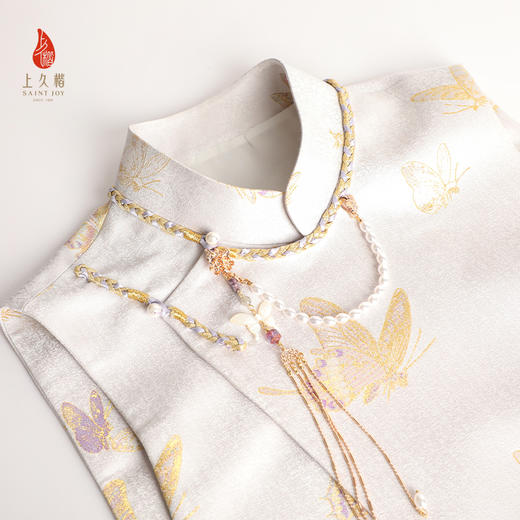 上久楷新中式中国风宋锦马甲高端女装晴春蝶戏图CY1045207011 商品图3