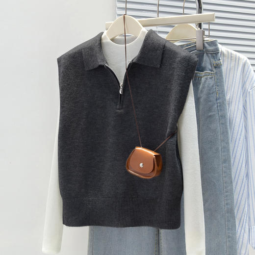 馥迦利落百搭半拉链马甲背心 商品图5