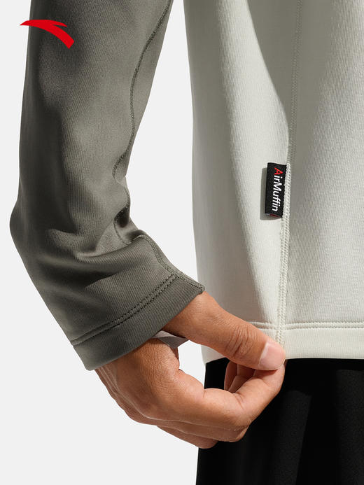 安踏半拉链运动长袖t恤男士磨毛保暖跑步上衣152545403N-2 商品图3