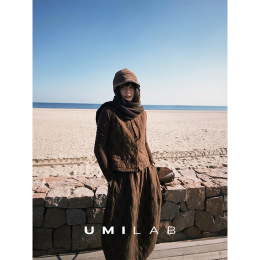 UMILAB｜序格*个性小众 肌理感菱格棉面料 马甲/松紧花苞半裙E279W 商品图4