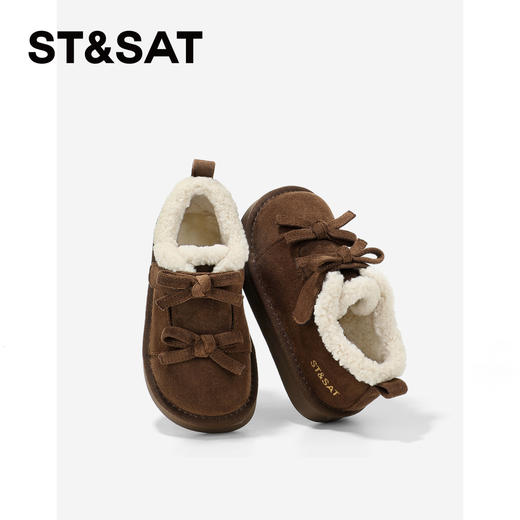 【童鞋】星期六加绒复古蝴蝶结女童雪地靴SSD419DL12 商品图8