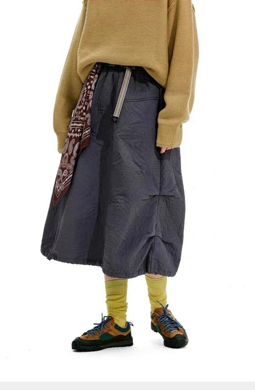 D110706户外山系撞色织带防泼水不规则绗缝夹棉保暖工装半身裙A字裙 商品图9