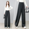 YM 2807弯刀阔腿裤松紧高腰显瘦垂感加厚毛呢直筒裤 商品缩略图2