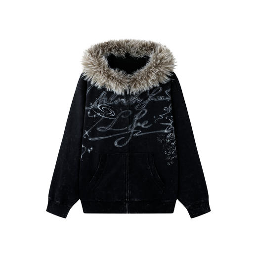 BJHG不计后果美式毛领连帽卫衣男秋冬季新款重磅座山雕夹克外套女 商品图3