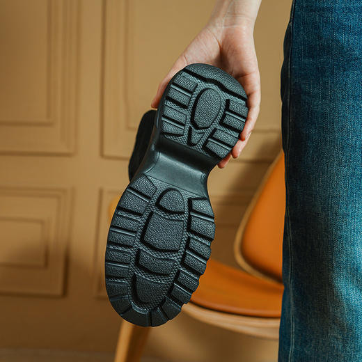 Ech&yolo 厚底头层羊皮短筒靴子擦色马丁靴PS-PS2351 商品图4