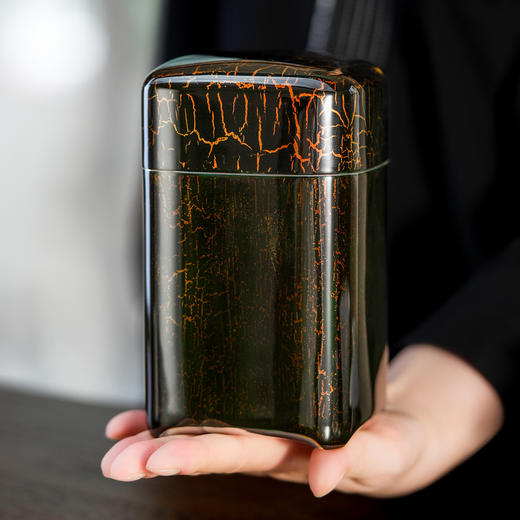 斑锡龙锡罐幽篁茶仓大漆戗金纯锡中号密封茶叶罐储茶罐手工锡器 商品图4