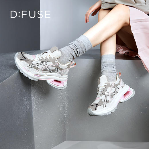 D:FUSE迪芙斯秋季新款厚底增高水钻老爹鞋休闲运动鞋DF43112381 商品图2