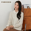 Famecoco衬衫纯色压褶文艺开身衬衣翻领附领带女装春秋款FAB6BH001 商品缩略图4