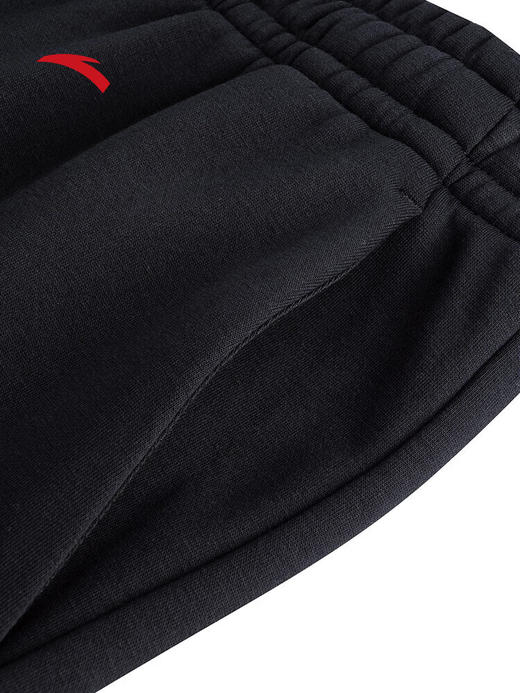 安踏加绒针织运动裤 女秋冬新款高腰宽松保暖收口休闲卫裤162548304N 基础黑-3 商品图3