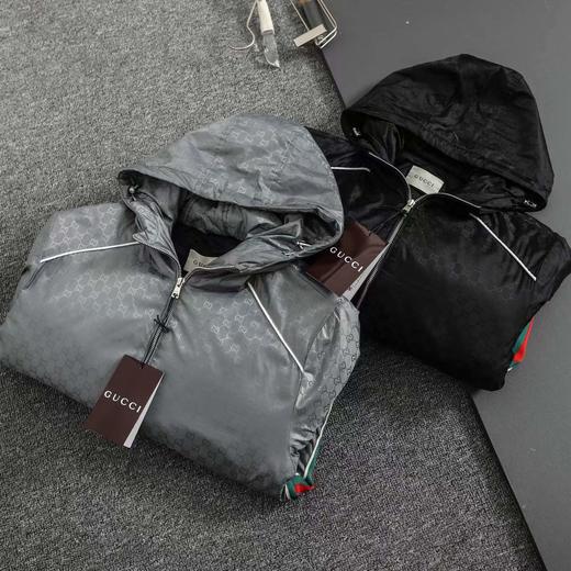 D110723秋冬新款满印字母织带薄棉拉链连帽夹克外套 商品图1