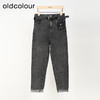 oldcolour欧珂夏季黑色简约时尚休闲日常水洗牛仔长裤女N21113119A 商品缩略图0