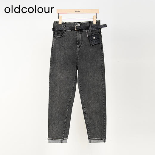 oldcolour欧珂夏季黑色简约时尚休闲日常水洗牛仔长裤女N21113119A 商品图0