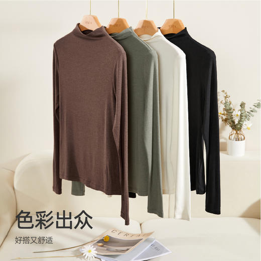 【暖丽绒-半高领-打底衫】逸阳秋冬新品弹力显瘦套头叠穿内搭上衣3945 商品图2