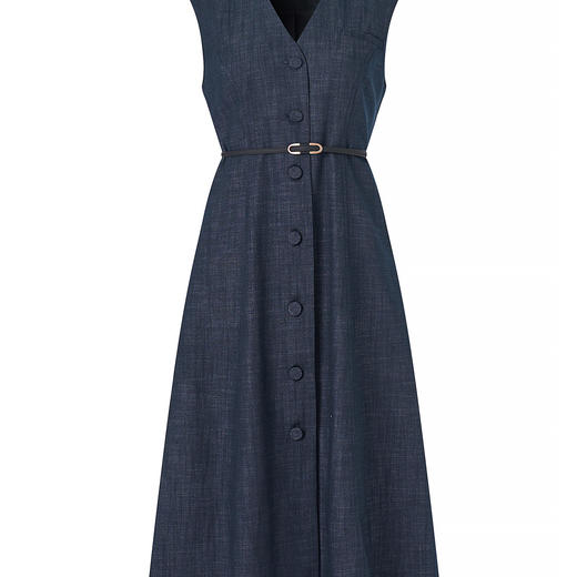 「高货wl」全新升级【铂金会员358/天猫479/差价121】(73030)洛诗琳简约通勤老钱风连衣裙2025秋冬百搭无袖收腰大摆裙 商品图3