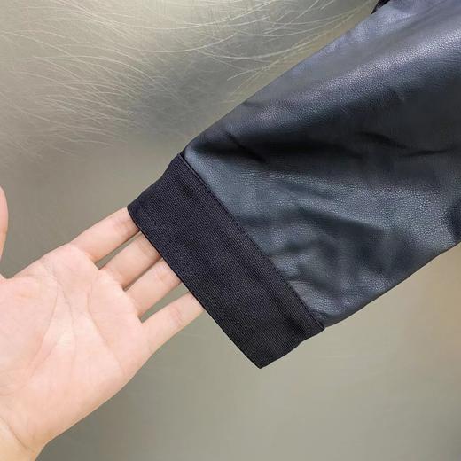 D110759联名款拼接皮革logo翻领皮衣夹克外套 商品图5