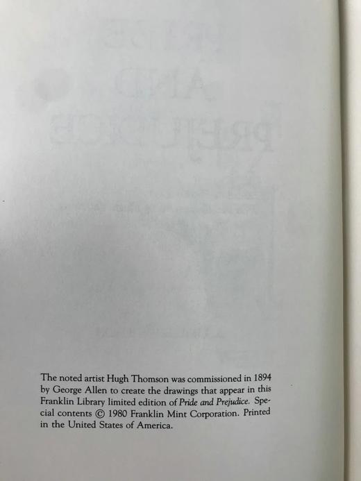 简·奥斯汀《傲慢与偏见》 休·汤姆森插图 富兰克林图书馆豪华皮装 商品图5