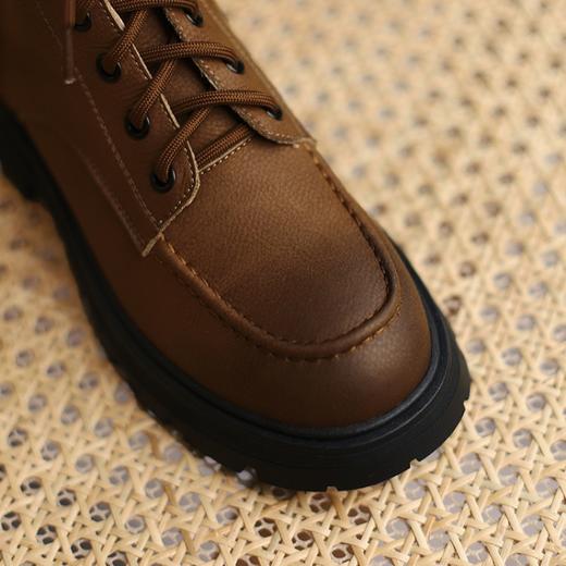 Ech&yolo系带拼接牛皮圆头百搭轻奢马丁靴HBP-1892 商品图1