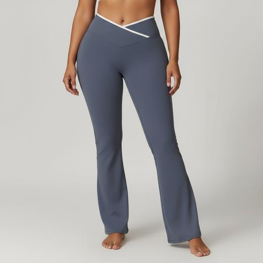 跃牌【安琪拉系列】裸感微喇运动紧身提臀瑜伽健身速干长裤交叉高腰阔腿喇叭裤女CK5502 商品图2