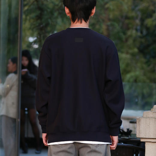 DRONKOO 2025 圆领前双排字母斜纹料假两件复合绒厚卫衣 商品图4