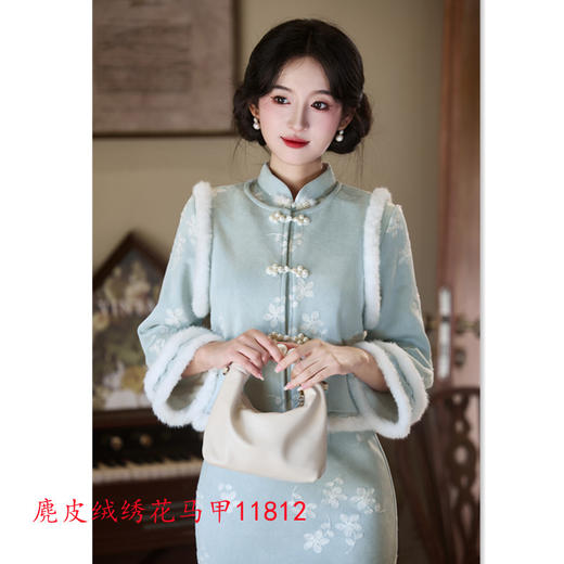 加绒加厚冬装国风，新中式长款长袖旗袍LJX-898 商品图3