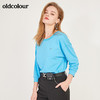 oldcolour春季蓝色简约气质宽松百搭中袖T恤女N13022348 商品缩略图1