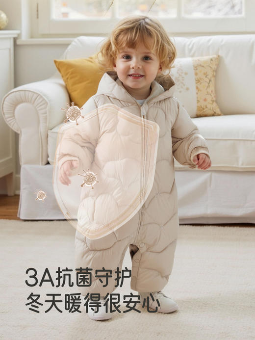 【高定系列】英氏婴儿哈衣连帽羽绒连体衣宝宝抗菌远红外A类爬服YRHFJ4R049A 商品图3